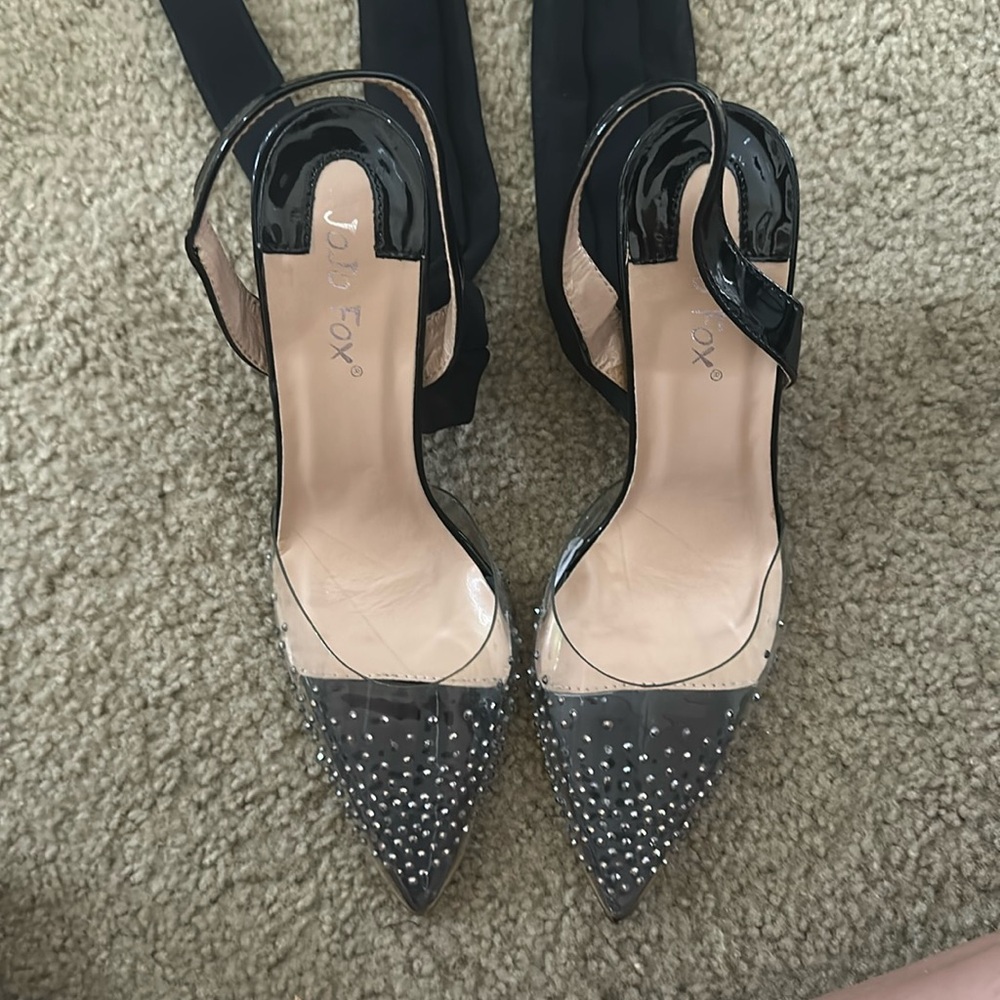 Lace up heels, see-through size 38
